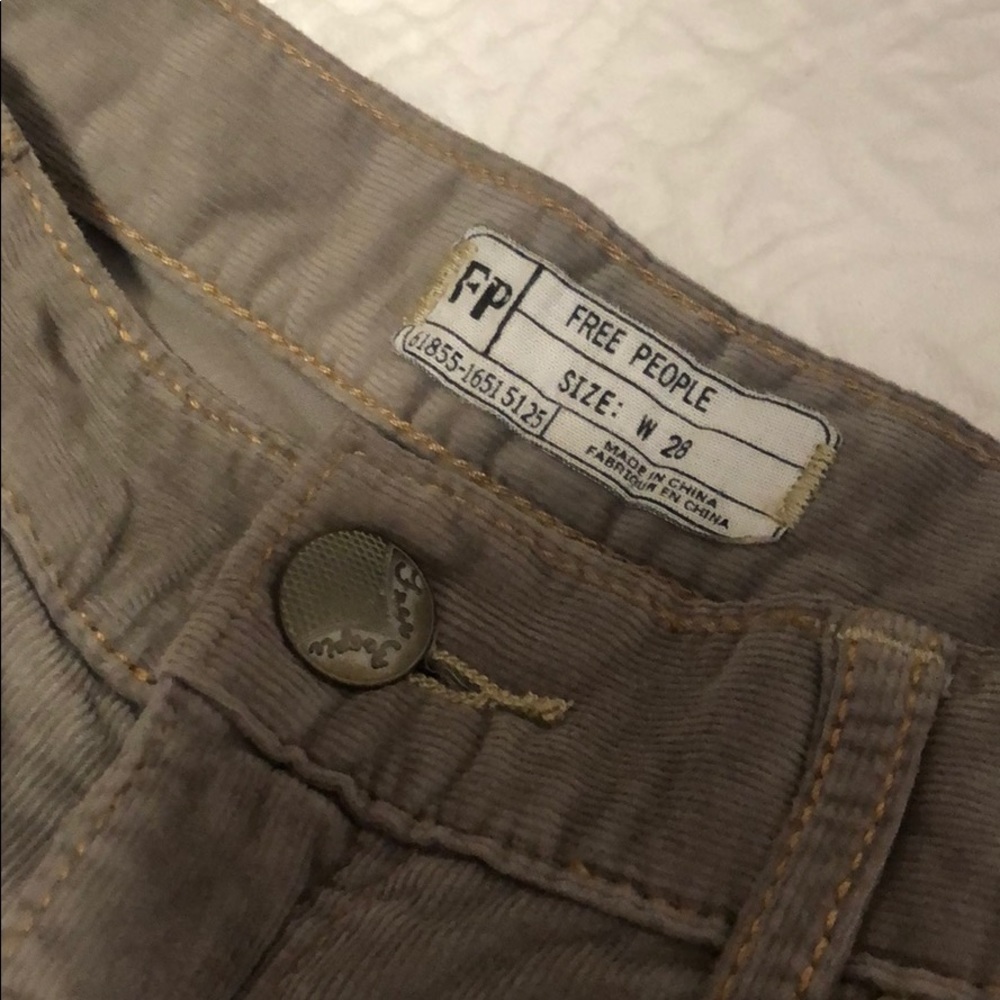 Free people taupe corduroy straight leg pants